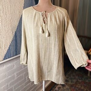 Merona Linen Blend Striped Boho Blouse